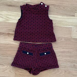 Janie and Jack 2 piece navy/red matching set shorts &sleeveless shirt girls sz 4
